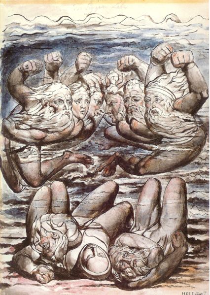 William Blake painting of Dante's Fifth Circle